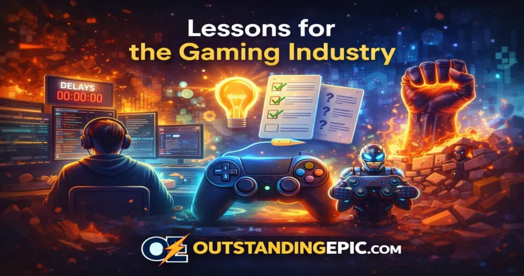 Why Innerlifthunt Game Postponed (Real Reasons, Updates & What to Expect 2026) 4 Lessons for the gaming industry with developer setup, gaming controller, and strategic innovation concept