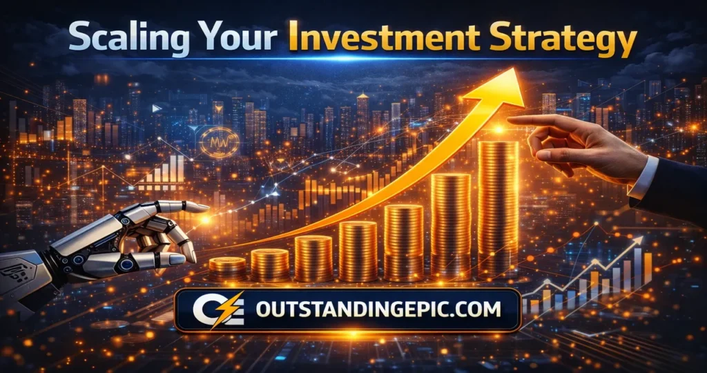 Robthecoins Investing: The Ultimate Authority Guide to Smart Crypto Wealth Strategies in 2026 4 Scaling your investment strategy with rising financial growth chart, stacked coins, and digital wealth building concept