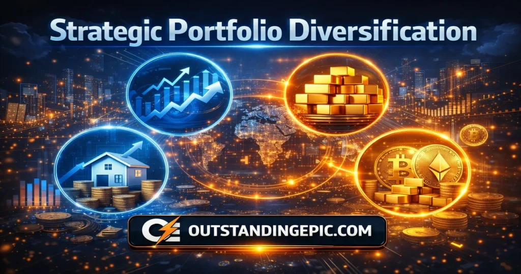 Robthecoins Investing: The Ultimate Authority Guide to Smart Crypto Wealth Strategies in 2026 2 Strategic portfolio diversification showing stocks real estate gold and cryptocurrency investment strategy for balanced financial growth